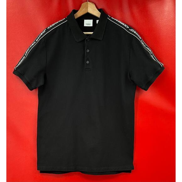 Burberry Black Stonely Logo Tape Cotton Pique Men's Polo Shirt Size SP - Picture 3 of 16